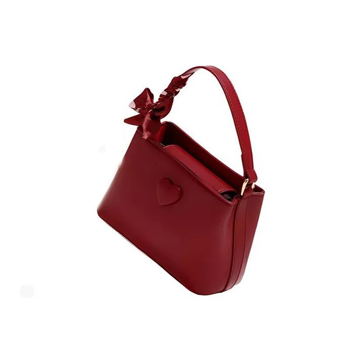 TTaG．baG Cow Leather Shoulder Bag, Crossbody Bag, Handbag Women's Burgundy-4