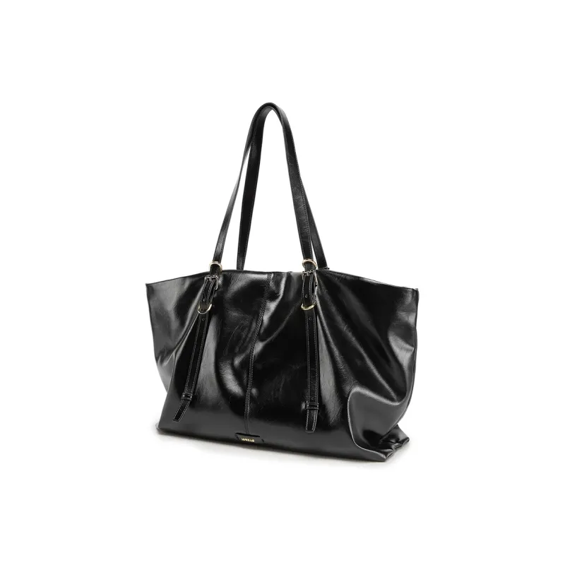 JONBAG Synthetic Leather Tote Shopping Bag Crossbody Bag Shoulder Bag Large Size Women's Black/Burgundy Brown-1