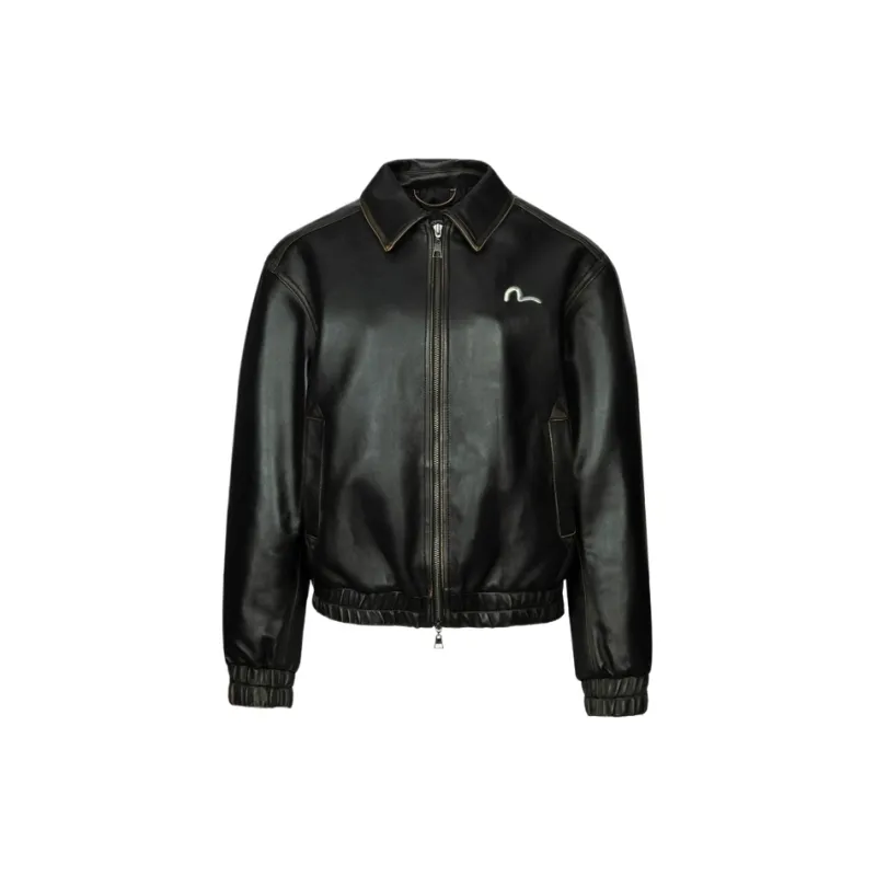 EVISU Leather Coat Women's Black-1