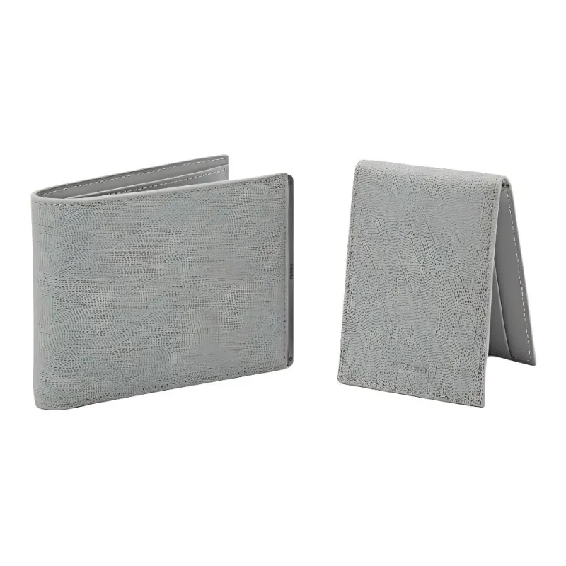 PEDRO Embossed Calfskin Wallet Unisex Gray-1