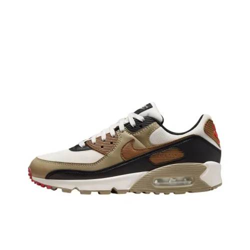 Nike Air Max 90 Running Shoes Women's Low-Top Brown/Black/Red/Khaki