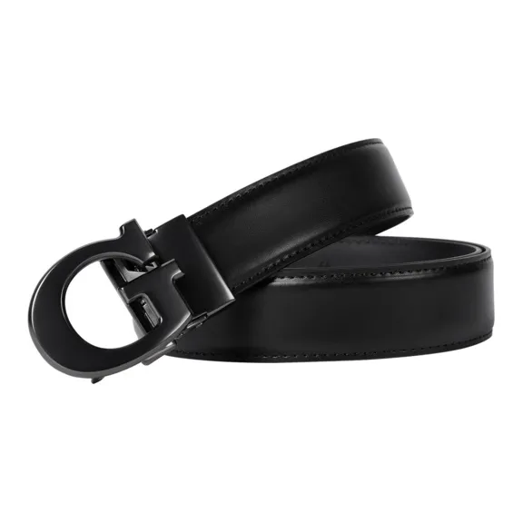 GXG Trendy Men's Automatic Buckle Business Casual Korean Style Inseam Belt Youth Belt Leather Belts Men's Black 3.5cm-0