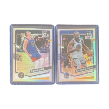 PANINI 2023 24 OPTIC Warriors Draymond Green Grimm Silver Fold+Nuggets Nikola Jokic Silver Fold Sports Cards 2 Pcs