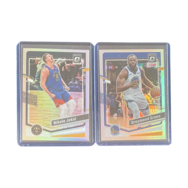 PANINI 2023 24 OPTIC Warriors Draymond Green Grimm Silver Fold+Nuggets Nikola Jokic Silver Fold Sports Cards 2 Pcs-0