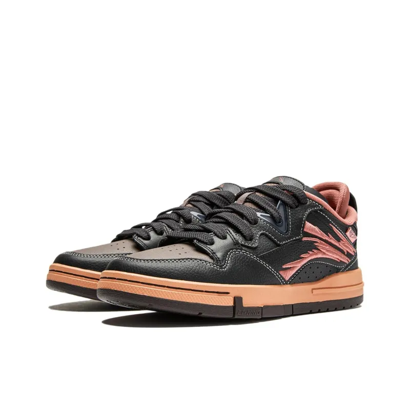LiNing Wave Pro Abrasion Resistant Slip Resistant Low Top Skateboard Shoes Women's Black-3