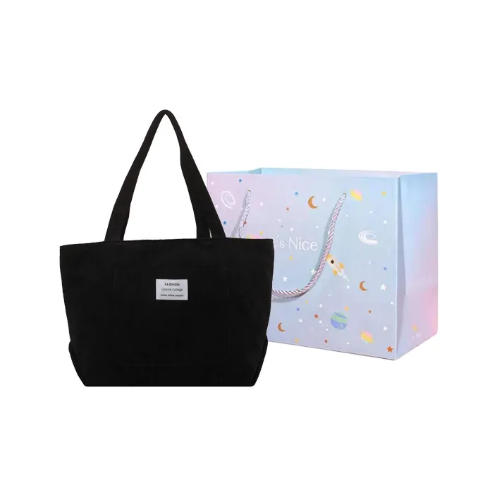 GOX Corduroy Handbag, Shoulder Bag Women's Ecru/Black/Light Brown/Pink-6