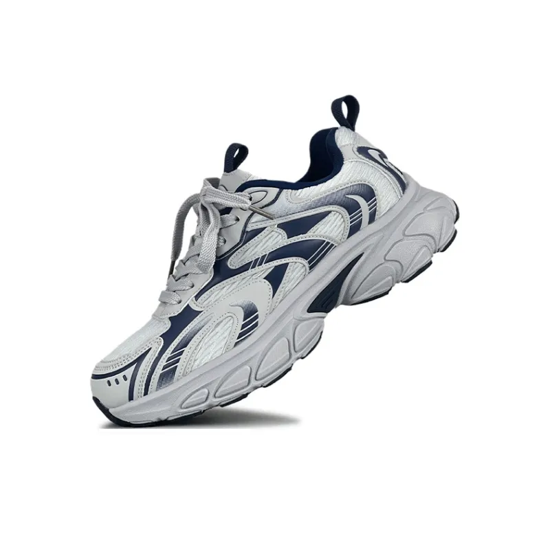 LuzaoT SUPER DRAG Cushioned Height Increase Wear Resistant Breathable Low Top Chunky Sneakers Unisex Gray Blue-2