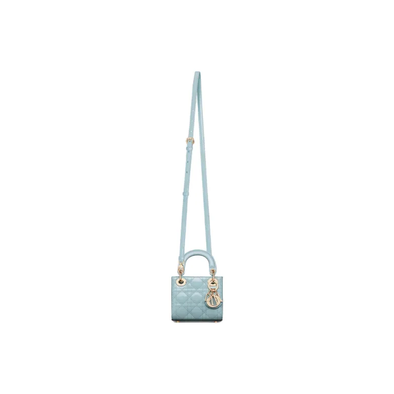 DIOR Lady Dior Patent Leather Cow Leather Patchwork Shoulder Bag Crossbody Bag Handbag Extra Mini Women's Space Blue-3