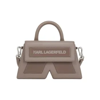 KARL LAGERFELD Recycled Leather Shoulder Bag, Crossbody Bag, Handbag Small Size Women's Gray White