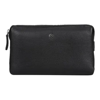 GOLDLION Top Grain Cow Leather Clutch Tubas Men's Black