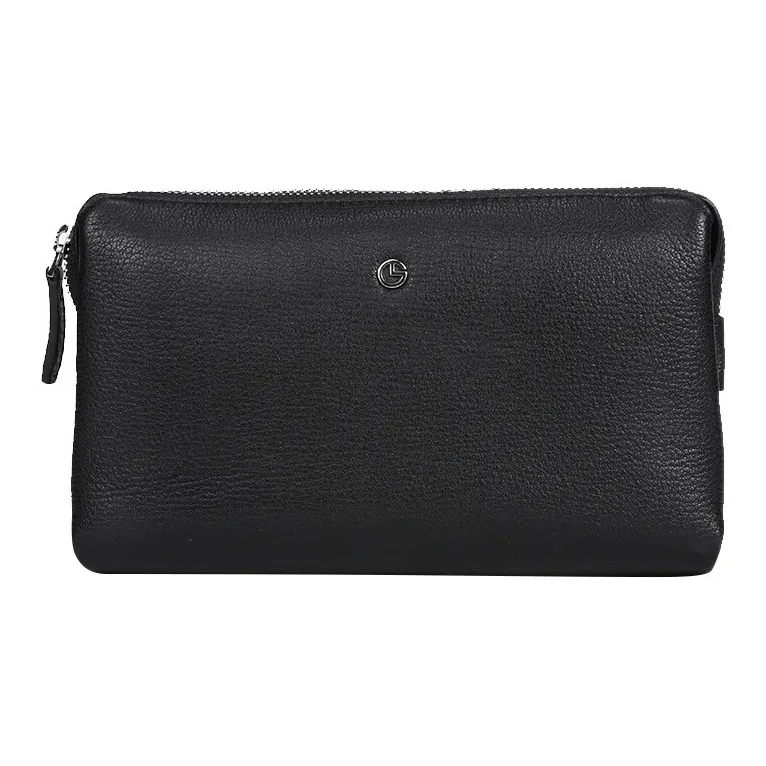 GOLDLION Top Grain Cow Leather Clutch Tubas Men's Black-0