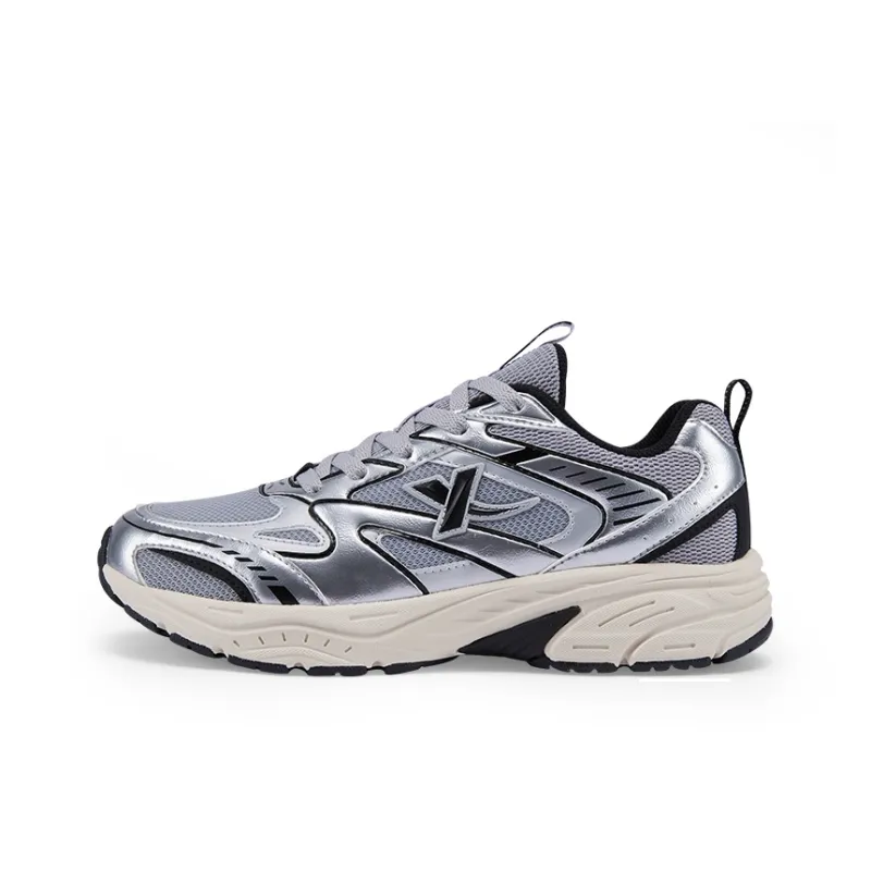 XTEP Cushioned Anti Slip Wear Resistant Breathable Lightweight Low Top Casual Shoes Men's Ash Gray Silver Black-0
