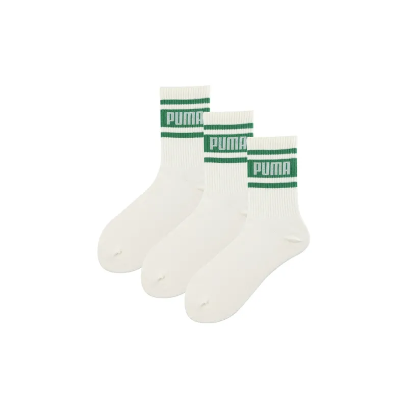 PUMA Knee-High Socks Unisex 3 Pack White Green-1