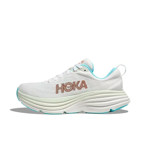 HOKA ONE ONE Bondi 8 Running Shoes Women's Low-Top Frost White/Rose Gold