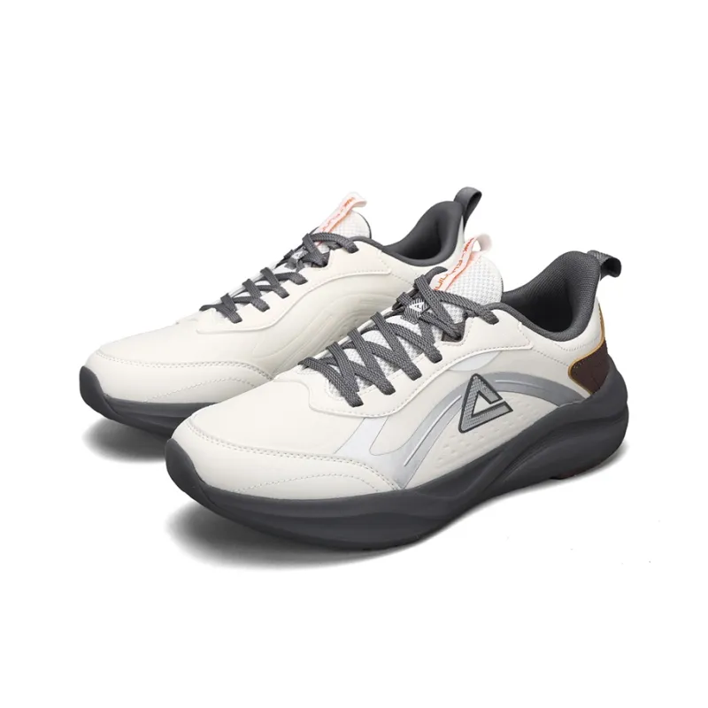 PEAK Cushioning, Slip Resistant, And Abrasion Resistant Casual Running Shoes Men's Canvas White Dark Gray-2