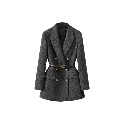 TOUCH Business Suits Women's Black Gray Herringbone