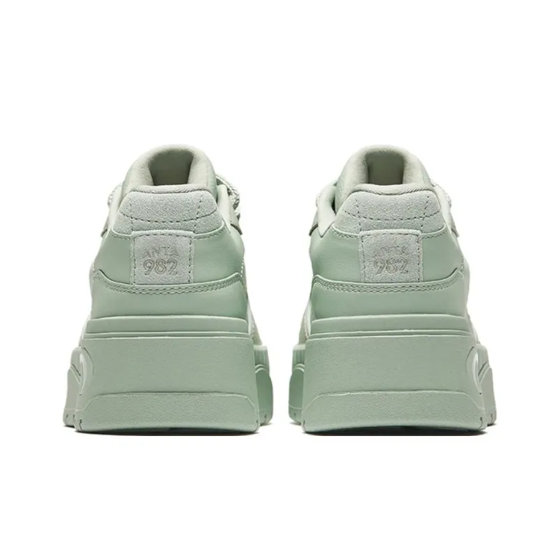 Anta 982EVO Anti-Slip And Wear-Resistant Support Height Increasing Low-Top Skateboard Shoes Women's Green-3
