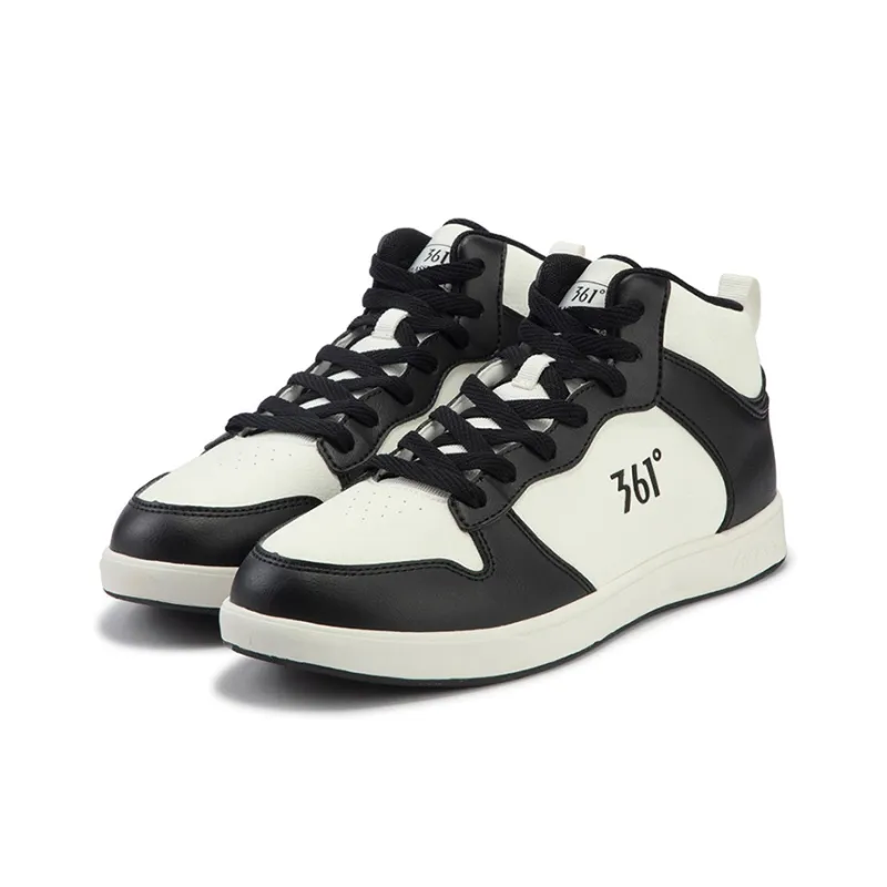 361° Air Force One Anti Slip Wear Resistant Mid Top Skateboard Shoes Men's Obsidian Black Feather White-2
