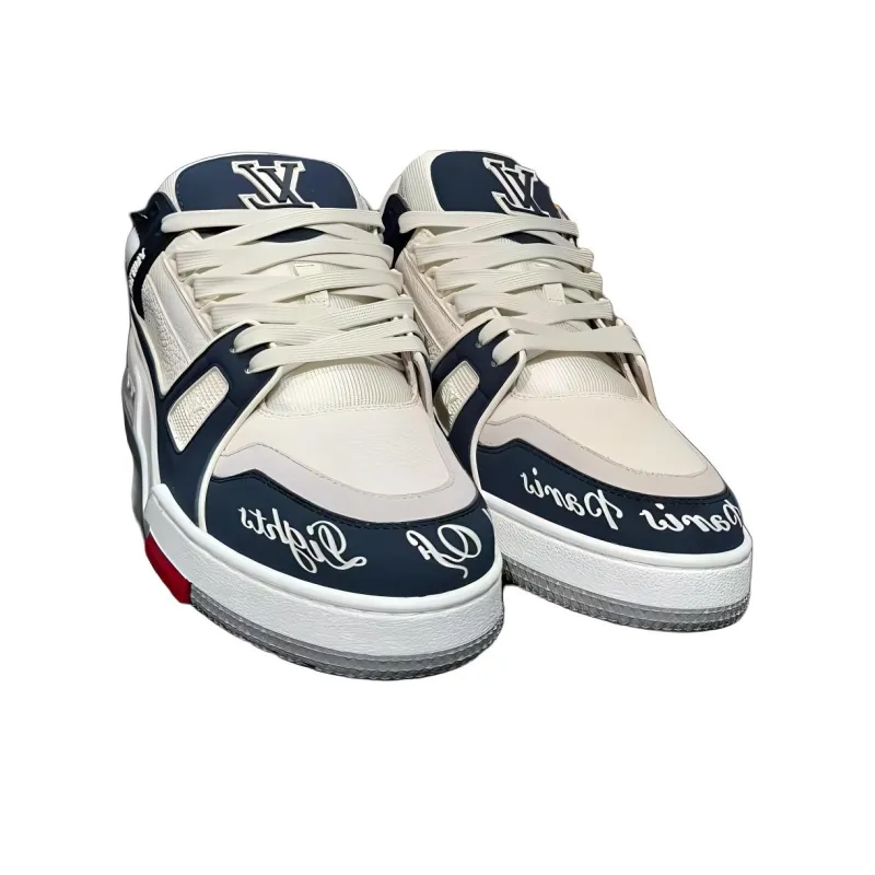 LOUIS VUITTON Paris Limited Olympics Limited Edition Low Top Skateboard Shoes Unisex White Blue-3