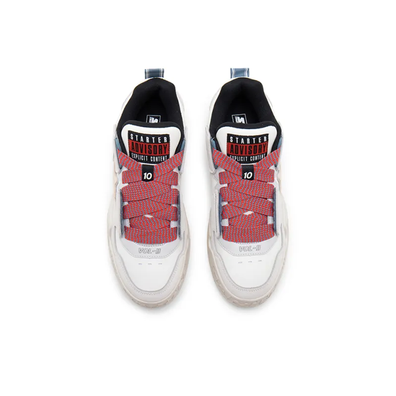 STARTER Vol Series Sound Wave Stars Height Increasing Slip-Resistant Low-Top Skateboard Shoes Unisex White-3