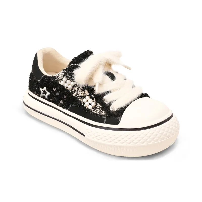 TTKJ Anti Slip And Wear Resistant Height Increasing Low Top Casual Shoes Women's Black Mulberry-3