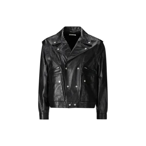 SAINT LAURENT Leather Jackets Men Black