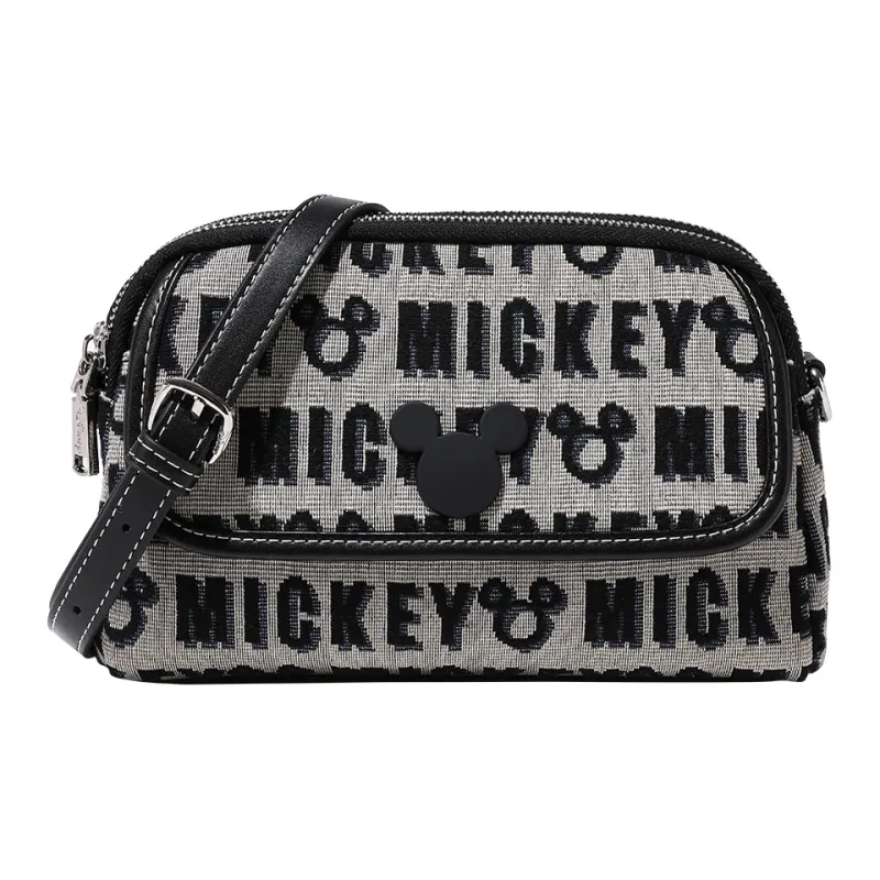 Disney Mickey Series Fabric Shoulder Bag, Crossbody Bag, Shoulder Bag Regular Women's Black-0