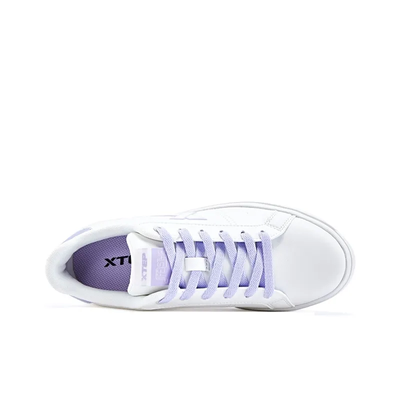 XTEP Anti Slip And Wear Resistant Lightweight Low Top Skateboard Shoes Women's Sail White Violet Blue-2