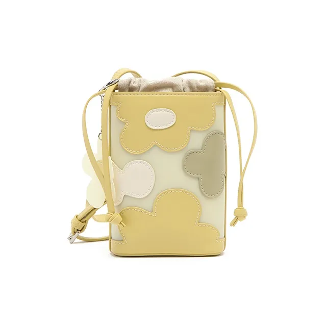 MICOCAH PU Bucket Bag, Shoulder Bag, Crossbody Bag Women's Toffee/Sunflower-2