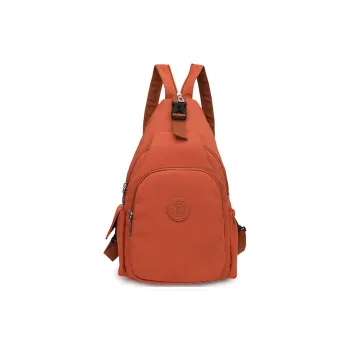 OUZIHUANG Nylon Fabric Crossbody Double Shoulder Sling Bag Unisex Black/Mandarin/Ecru