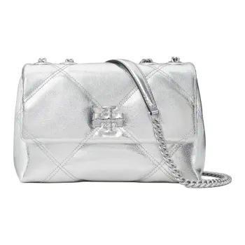 TORY BURCH Kira Leather Crossbody Bag Shoulder Bag Small Size Women's Silver
