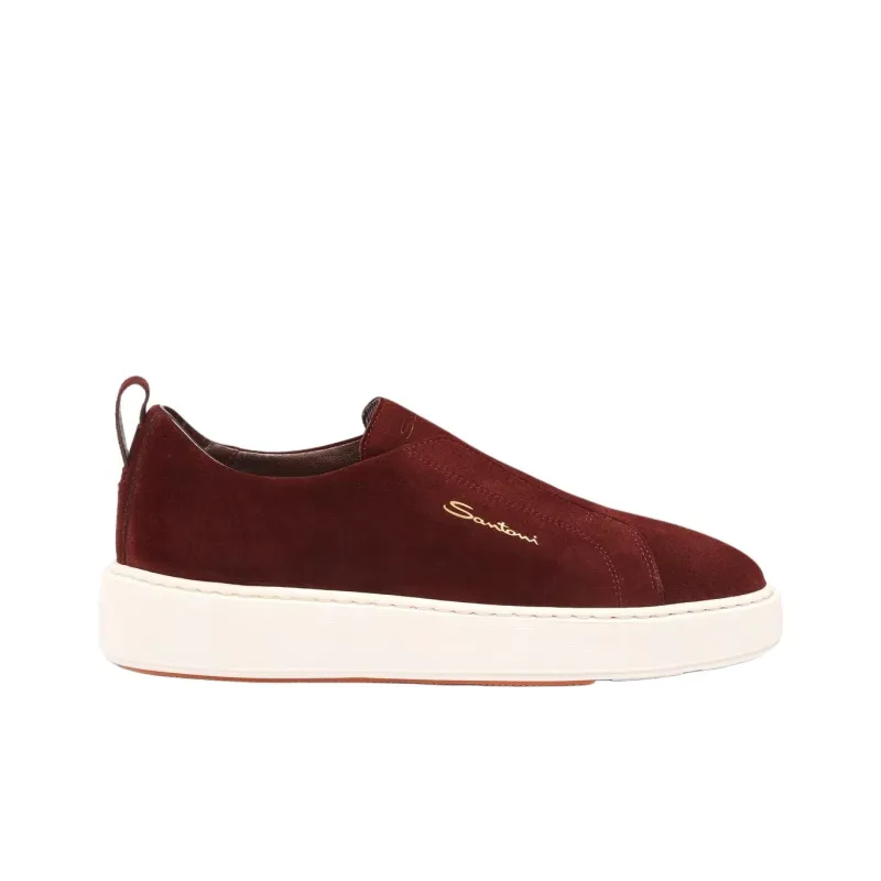 Santoni Low Top Skateboard Shoes Women's Burgundy-1