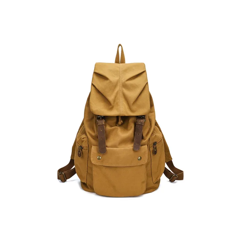 H YXIANG Canvas Backpack Regular Men's Black/Green/Army Green/Earth Yellow-8