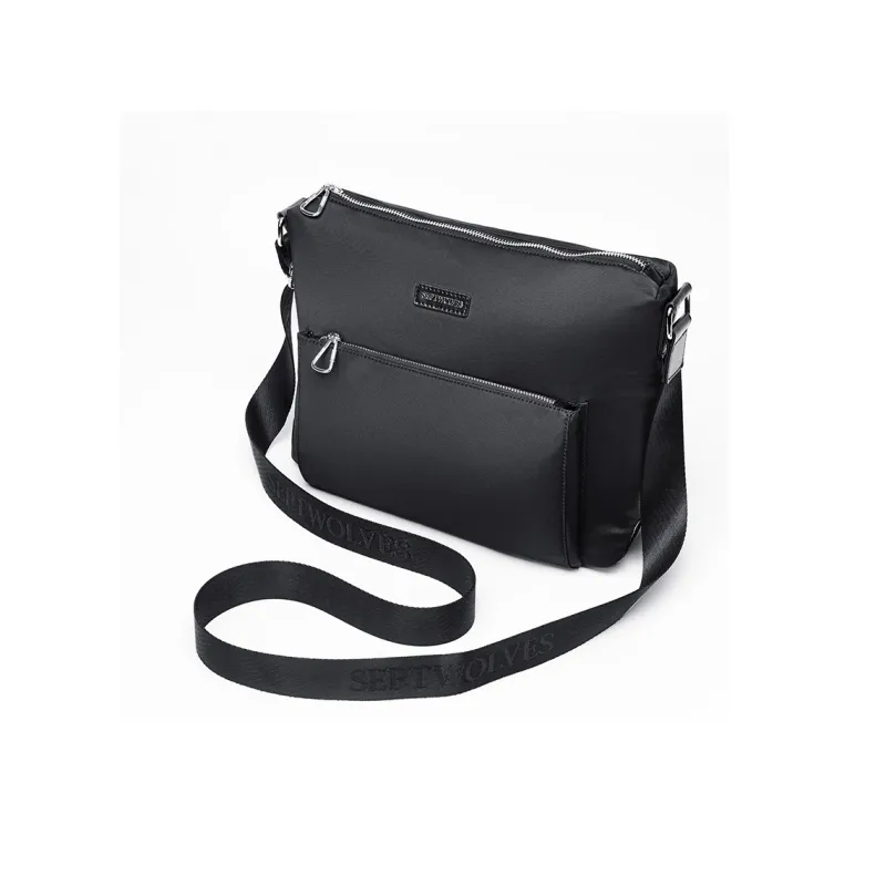 SEPTWOLVES Oxford Messenger Bag, QPL Shoulder Bag, Crossbody Bag Regular Men's Black-1