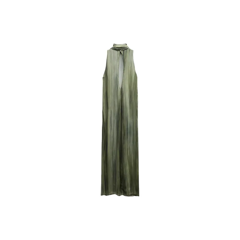 ZARA ZW Series Sleeveless Dress Women's Green-1