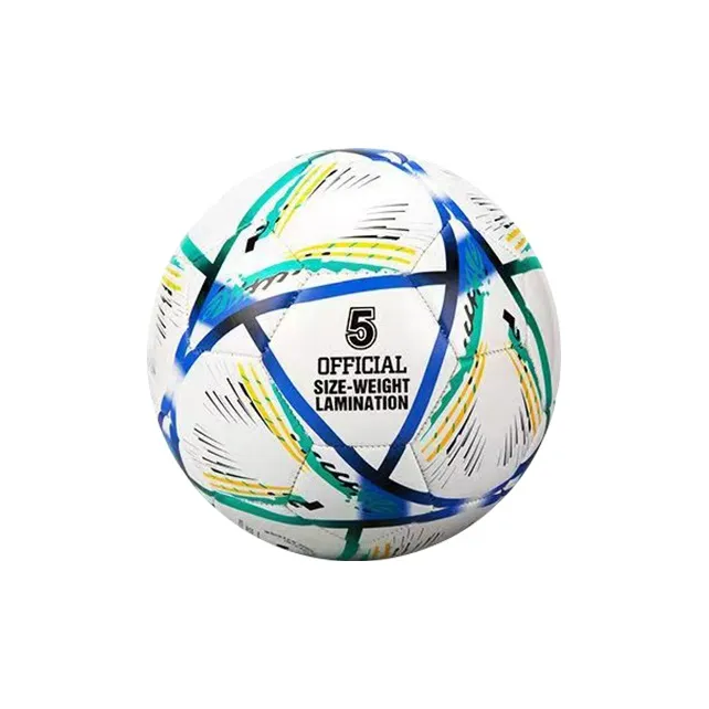 PEAK Size 5 Soccer PVC Machine Stitched Soccer Ball Unisex Blue White-1