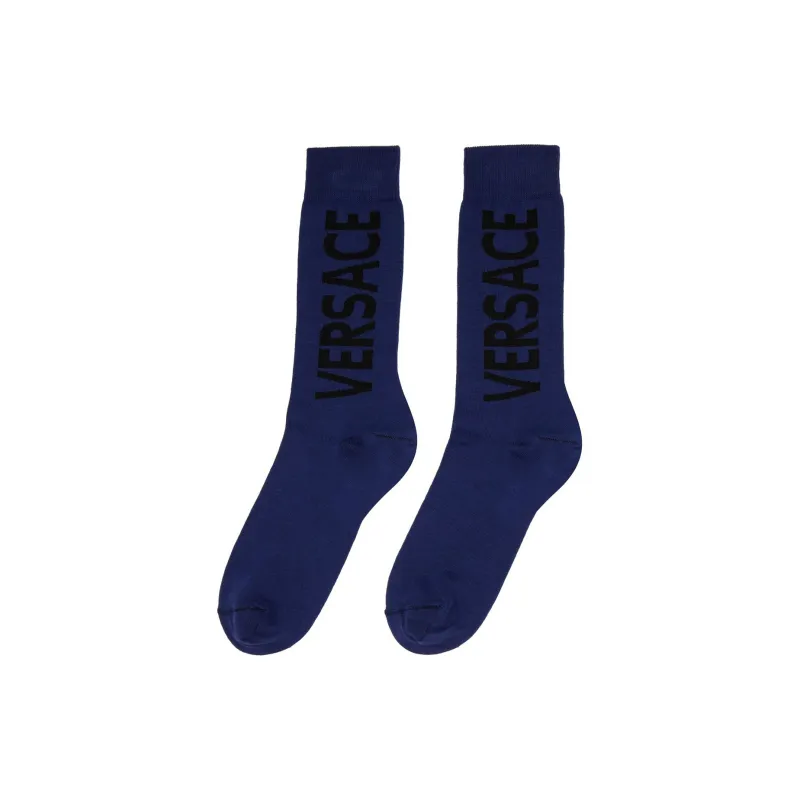 VERSACE Mid-Calf Socks Men's 1 Pack Blue-0