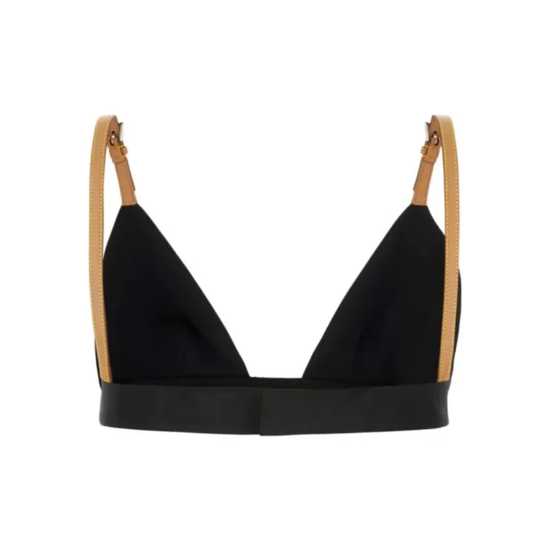 PRADA Enamel Triangle-Logo Plunging V-Neck Bra-1