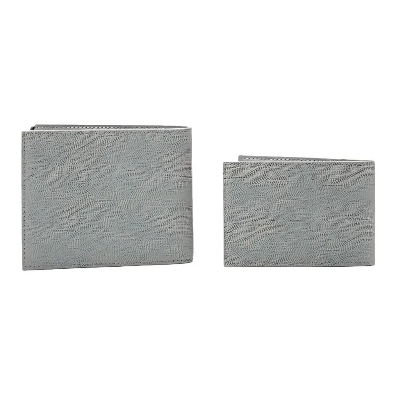 PEDRO Embossed Calfskin Wallet Unisex Gray-2