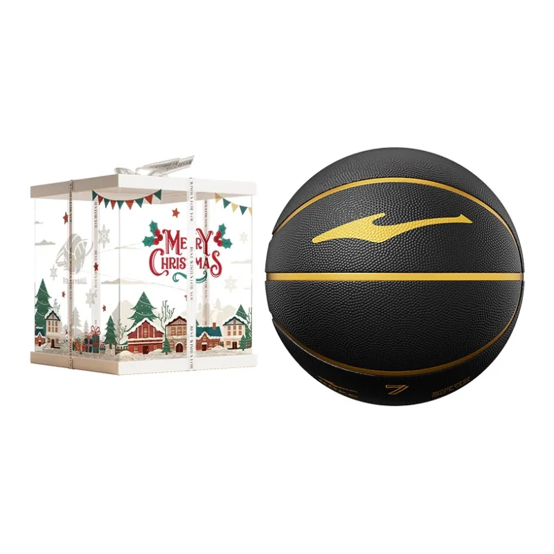 Erke Rubber Basketball Black Gold Size 5 Ball Training Unisex-6