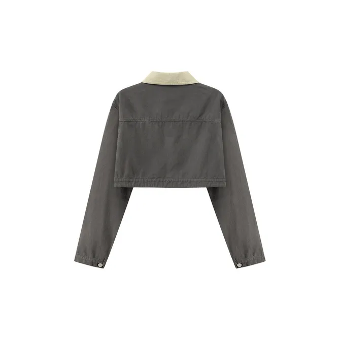 CHUU Cropped Coat Women's Black Gray-1