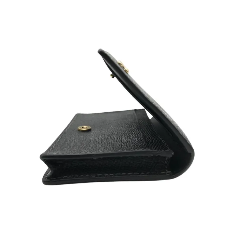 COACH Card Case Leather Coin Purse, Wallet, Card Holder Mini Unisex Black-9