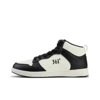 361° Air Force One Anti Slip Wear Resistant Mid Top Skateboard Shoes Men's Obsidian Black Feather White