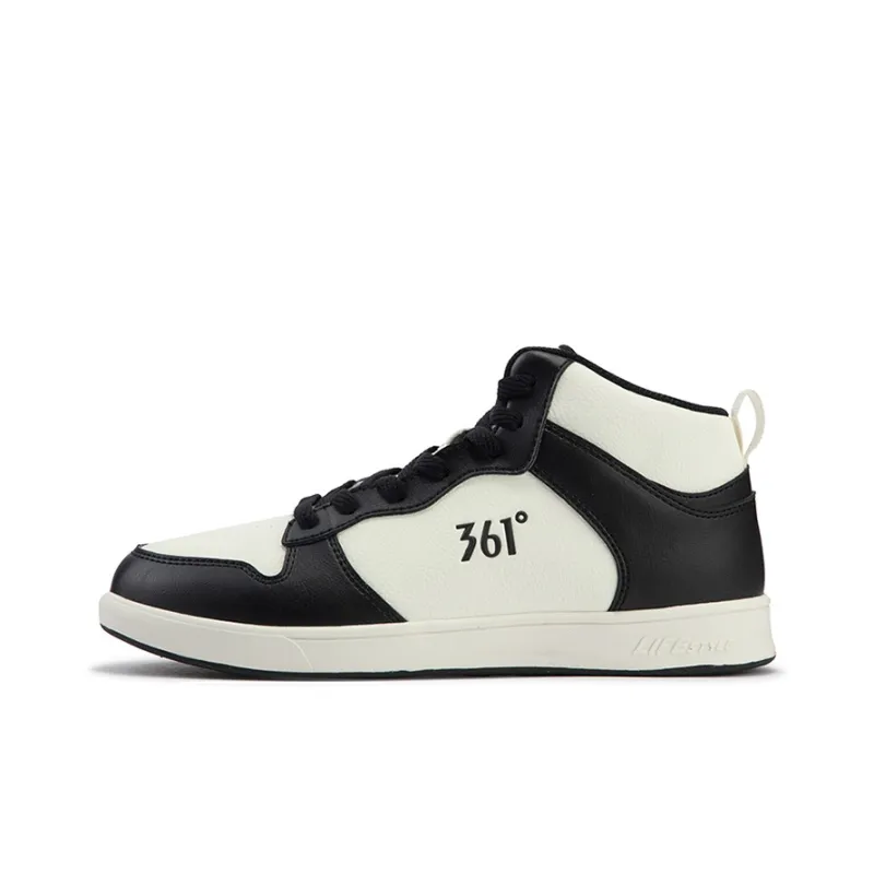 361° Air Force One Anti Slip Wear Resistant Mid Top Skateboard Shoes Men's Obsidian Black Feather White-0