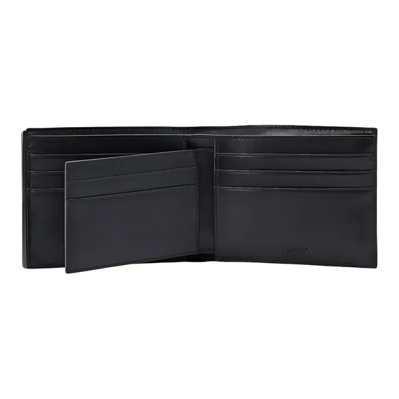 PEDRO Embossed Calfskin Wallet Unisex Black-1