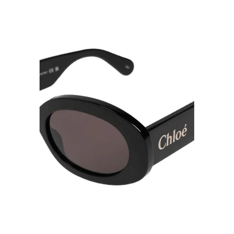 Chloe Recycled Acetate Oval Sunglasses Women's Black-1
