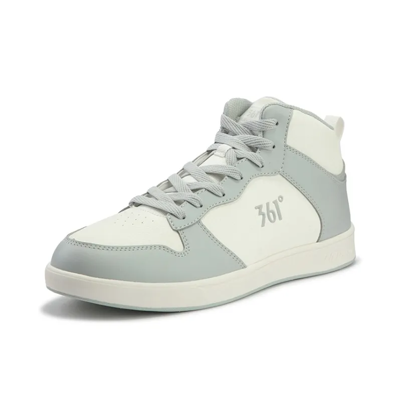 361° Air Force One Anti Slip Wear Resistant Mid Top Skateboard Shoes Men's White Gray-1