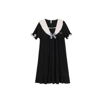 X QINGE Nightgown Summer Women's Black