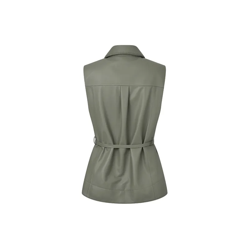 RARE Leather Jacket Women's Gray Green-2
