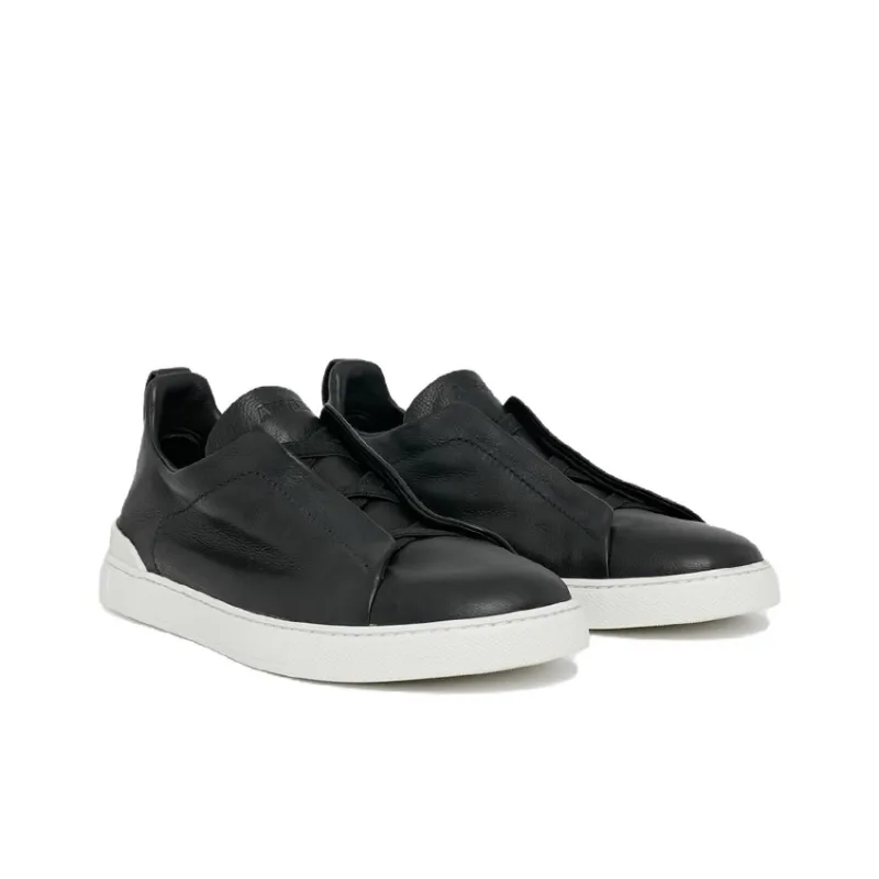 Zegna SECONDSKIN Triple Stitch Leather Sneakers-2